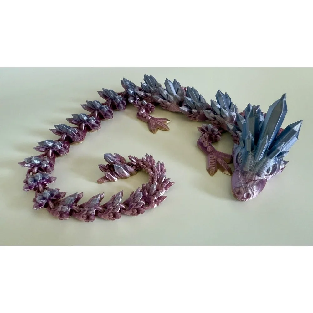 Articulated Crystal Dragon Fidget Toy 3D‎ Printed Flexible Sculpture